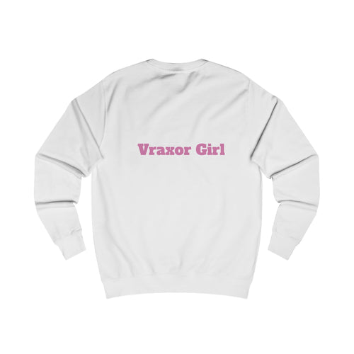 Vraxor Girl Pink Hoodie Character Sweatshirt — Cute Anime Coffee Girl Crewneck